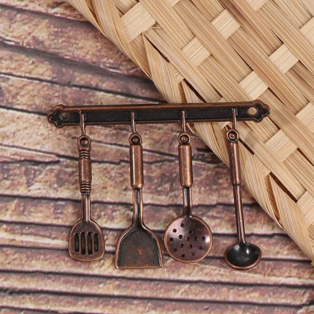 Kettle 1:12 Mini Kitchen Utensils Sets Cookware 1:12 Scale Kitchen Set Alloy Mini Mini Kitchen Cooking Kit House Props