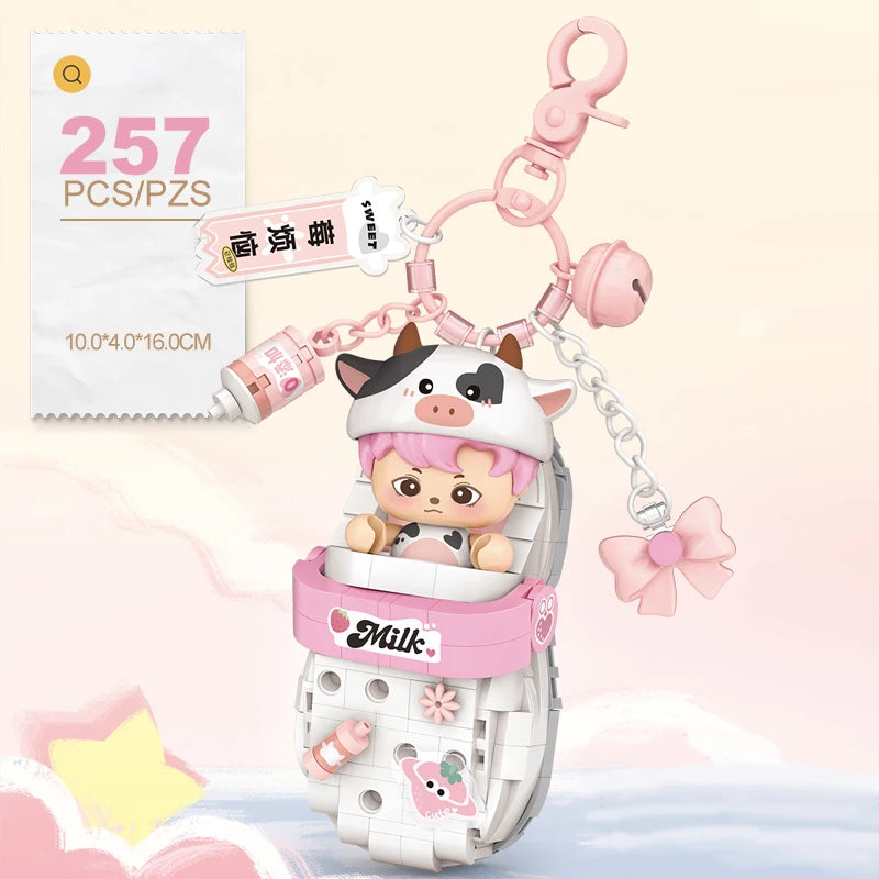 LOZ Panda Big Head Shoes Keychain Model Assembly Toy Home Creative Ornament Building Blocks Set Boys and Girls Birthday Gift