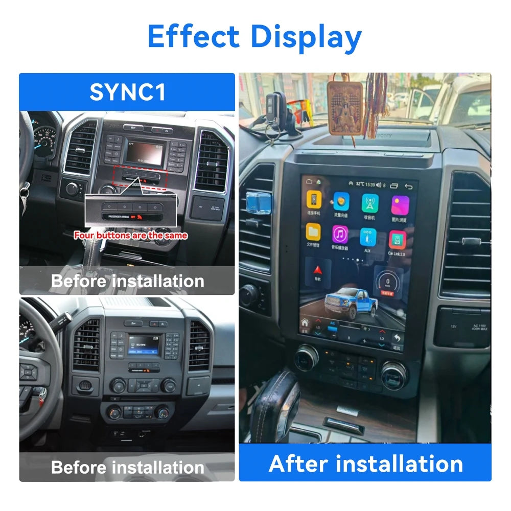 14.4" inches Android 13 8+128G T-Style Screen Car Stereo Multimedia DSP Player For Ford F150 2015-2020 GPS Audio Radio Head Unit