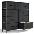 9 Drawer Fabric Dresser for Bedroom, Chest of Drawer Organizer Storage Cabinet for Closet, Entryway, Black