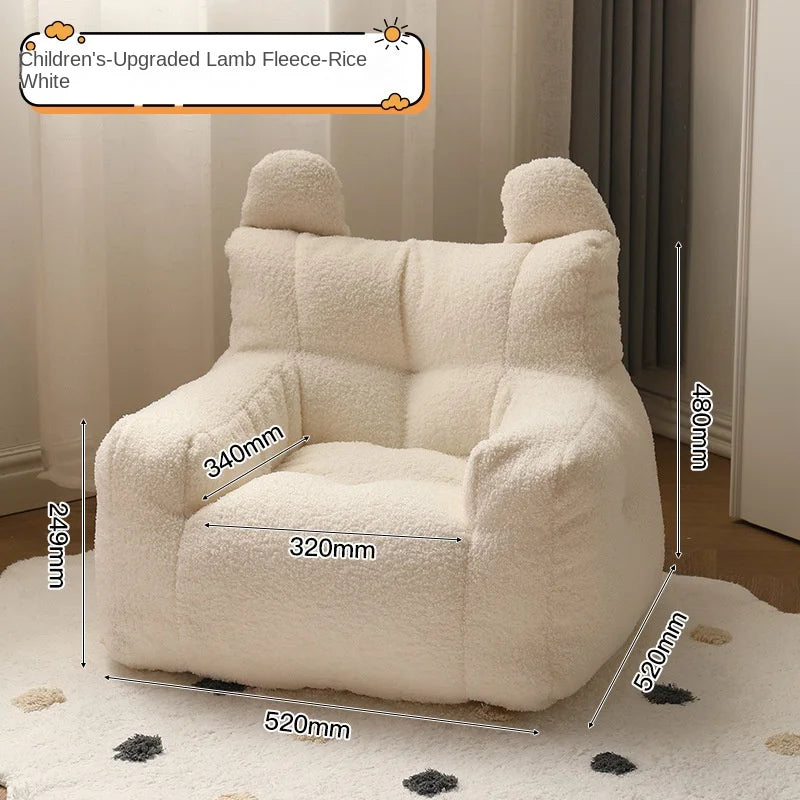 Eco-friendly Nordic Simple Living Room Soft Comfortable Backrest Person Single Sofa Chair Cute Bean Bag Baby Small Sofas