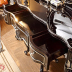 Hair Cloth Black Color Solid Wood Dresser Bedroom Furniture, Rustic Luxury Dressing Table,modern Mid Century Vanity Dresser Set