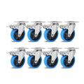Fixkit 4x 100mm Swivel Castors with Brake Transport Castors Heavy Duty Castors 150kg Per Castor Polyurethane Furniture Wheel