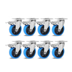 Fixkit 4x 100mm Swivel Castors with Brake Transport Castors Heavy Duty Castors 150kg Per Castor Polyurethane Furniture Wheel