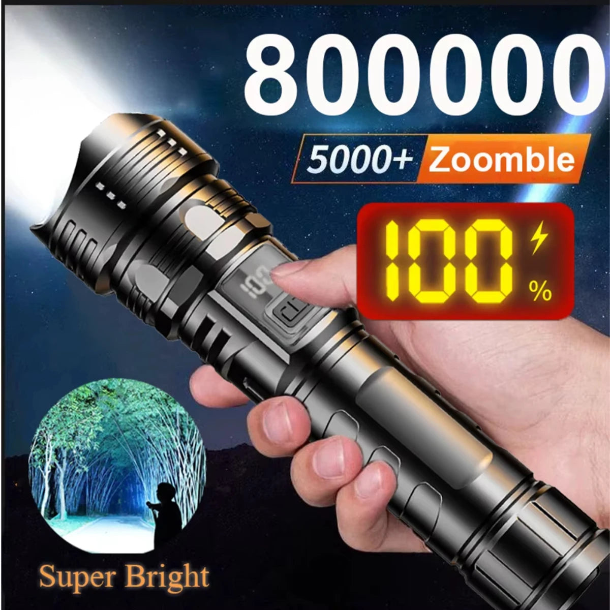 USB Rechargeable High Power LED Flashlight - Super Bright Portable Torch for Camping, Hiking & Emergency | AlluCanFind