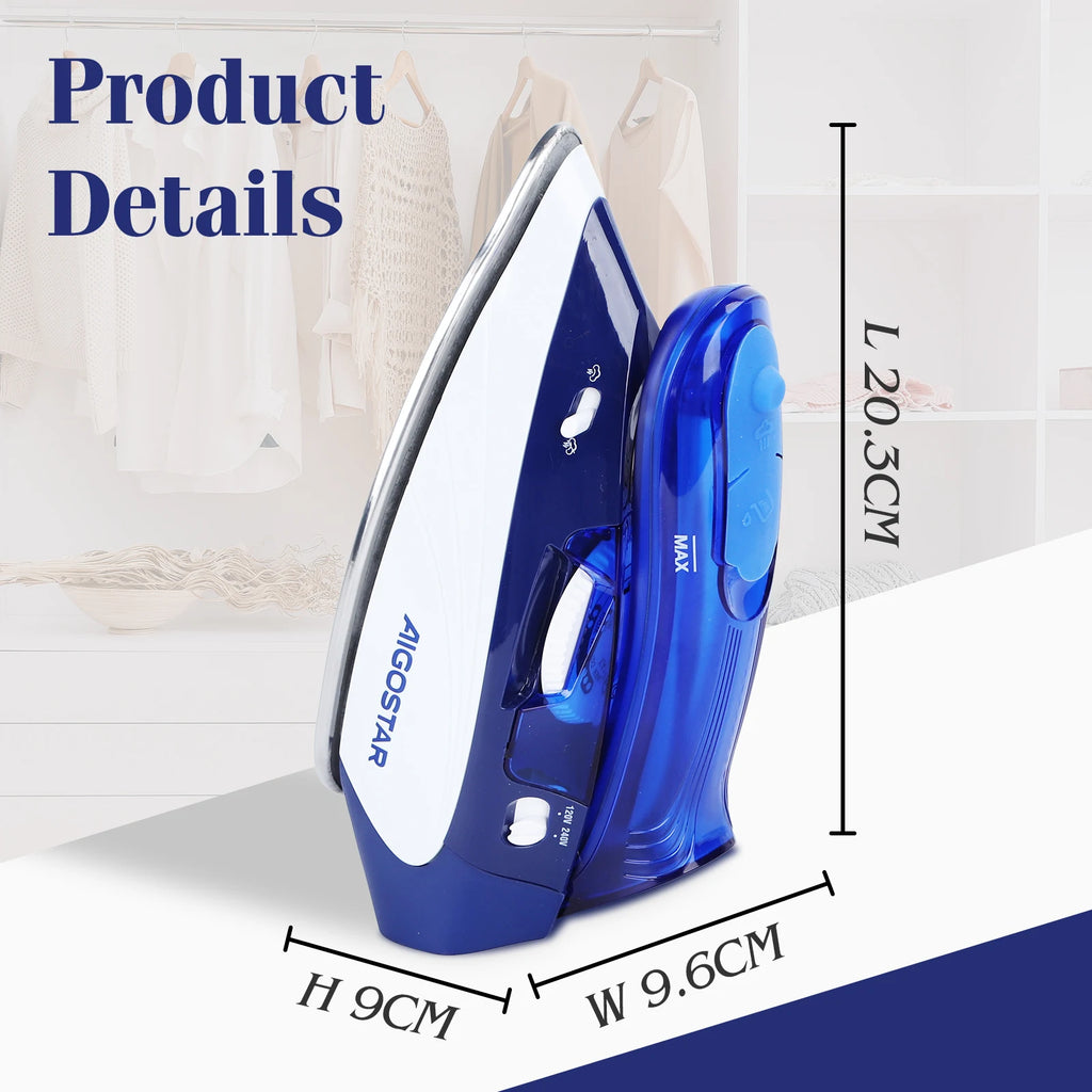 Travel steam iron 1100W, travel iron 110/240V, portable foldable handl
