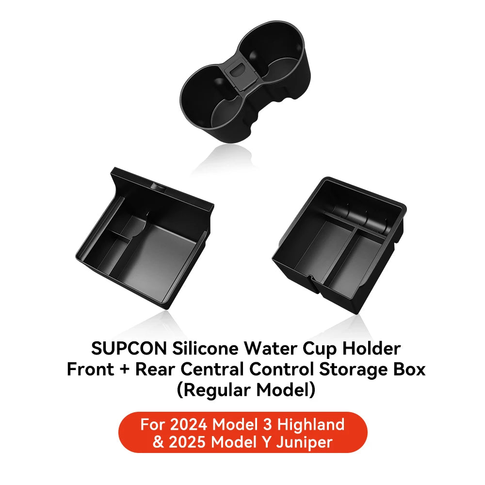 YZ For Tesla Model 3 Highland 2024 Model Y juniper 2025 Storage Box Center Armrest Hidden Box Cup Holder Organizer Accessories