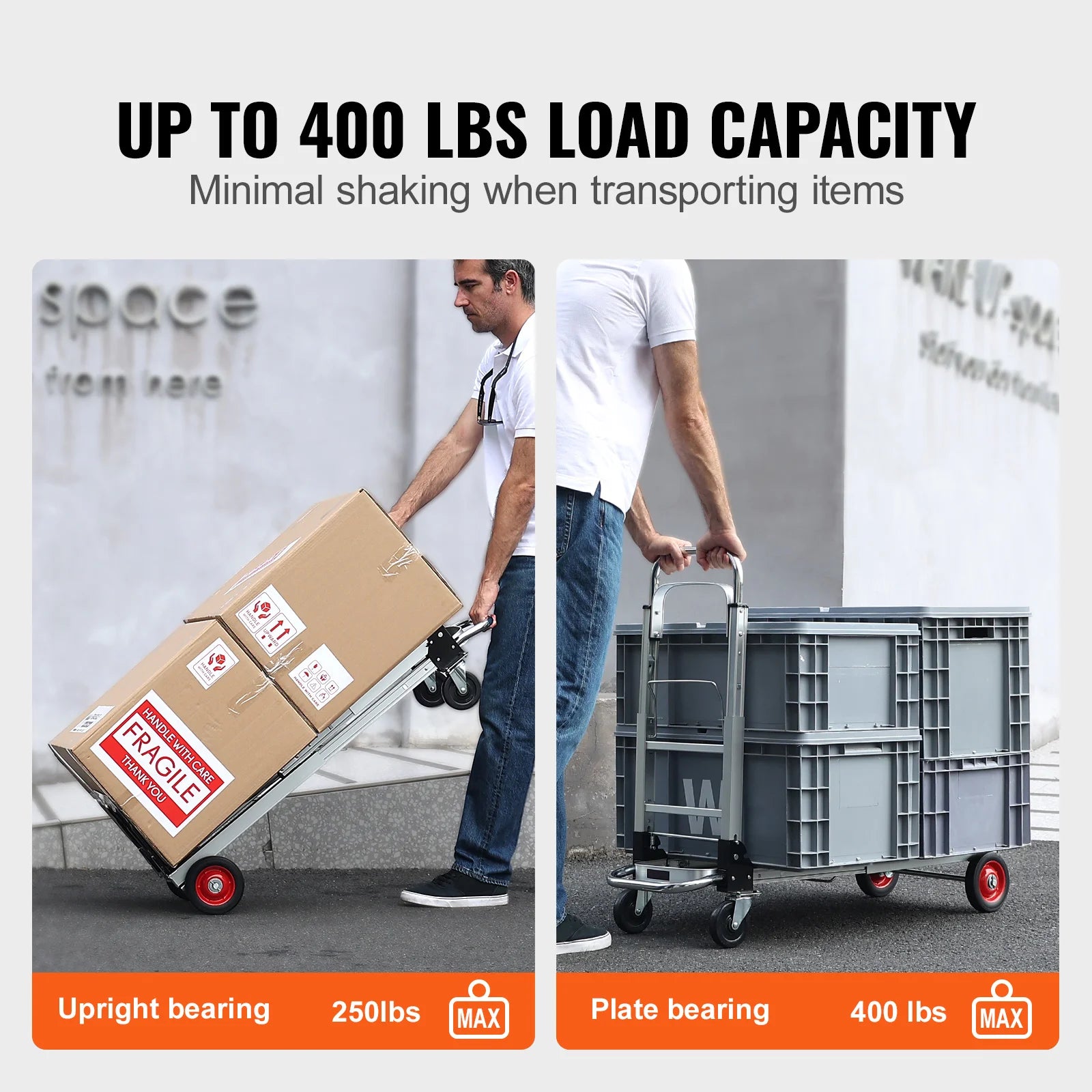 Folding Hand Truck 400 lbs Capacity Lightweight Dolly with Wheels for Moving
