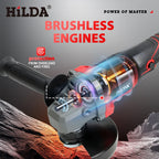 HILDA Brushless Electric Angle Grinder 125mm Cordless Grinder Metal Wood Grinding Polishing Cutting Power Tool For Makita 18V