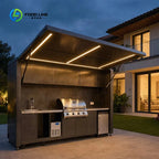Customized Luxury 304 Stainless Steel Modular Outdoor Kitchen Cabinet Set Sink All-In-One Dining Garden BBQ Grill Patio Cupboard