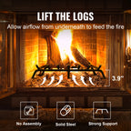 VEVOR Fireplace Log Grate Fireplace Grate with 6 Legs 3/4’’ Solid Powder-coated Steel Bars Log Firewood Burning Rack Holder