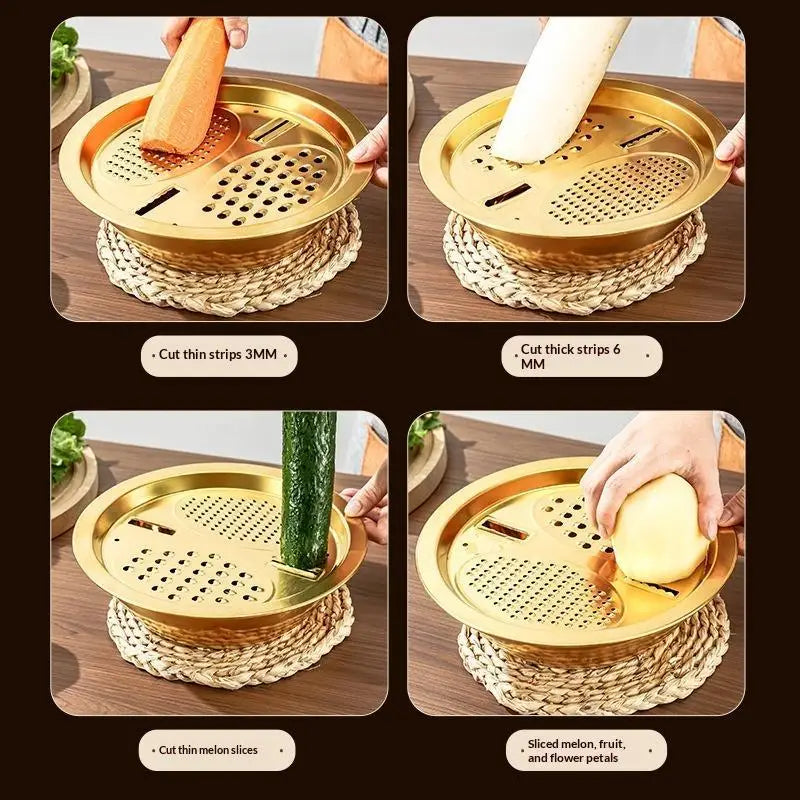 3-In-1 Stainless Steel Kitchen Set, Equipped With Built-in Grinding, Multifunctional Filter, And Mixing Bowl