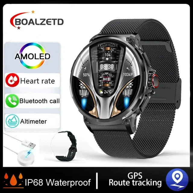 2025 GPS Track Smart Watch Men 1.85-Inch HD AMOLED Screen 360*360 Mah Battery Sport Bluetooth Call sports Smartwatch New Gift