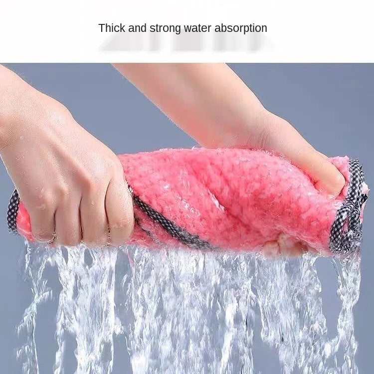 Kitchen Towel Rag Microfiber Dish Cloth Non-Stick Oil Thickened Table Cleaning Cloth Absorbent Scouring Pad Home Random Color