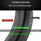 Full Leather Cover for All Seasons Auto Steering Wheel Cover Ultra-Thin Non-Slip Round Breathable Car Steering Wheel Protector