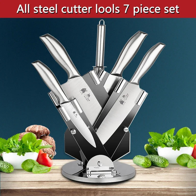All steel knife set kitchen home professional chef knife knife with spatula spoon cooking tool combination, kitchen accessories