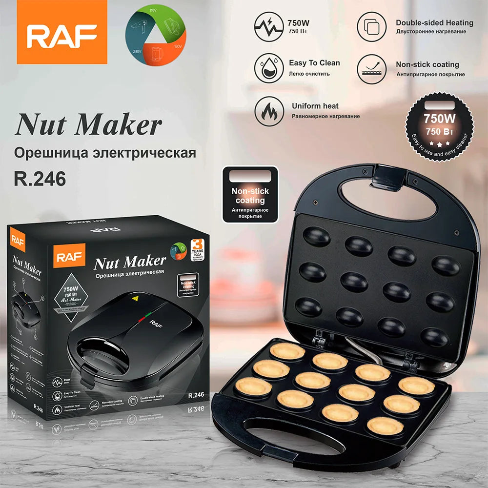 Walnut Cookie Maker 12 Holes Mold Automatic Nuts Maker Electric Walnut Cake Maker Non-stick Iron Toaster Baking Breakfast Pan