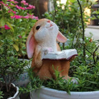 Double Rabbit Hanging Basket Flowerpot Wreath Mother And Child Rabbit Resin Crafts Outdoor Garden Yard Balcony Figurines Decor
