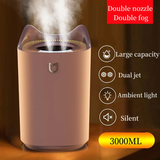 3000Ml Dual Jet Air Humidifier Large Capacity Atomizer Ultrasonic Arom