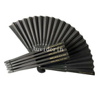 40/20Pcs Black Hand Folding Fan Print Logo For Promotion Gift Personalized Anniversity Souvenirs Fan Birthday Party Favors