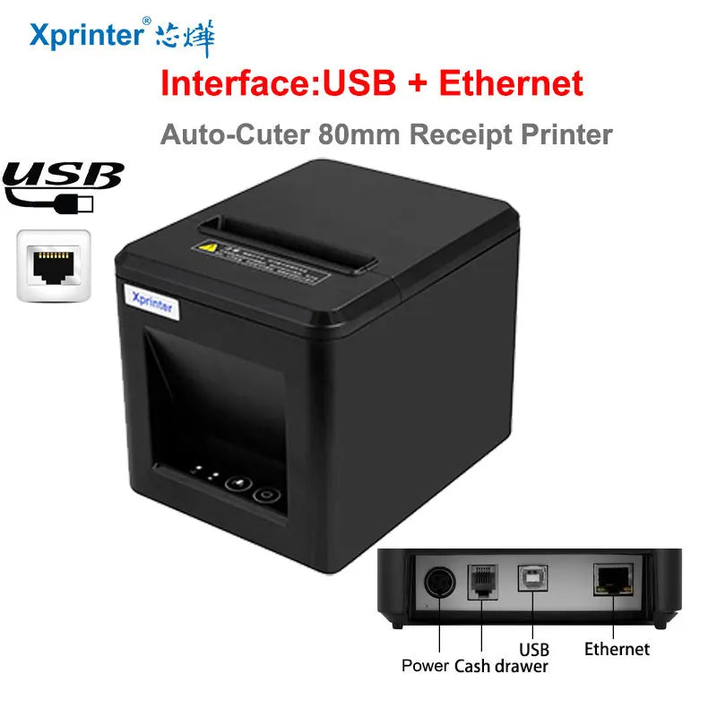 Xprinter 80mm Thermal Receipt Printer with Auto  cutter 200mm/s Print speed with USB+Ethernet/Bluetooth/wifi  XP-N160II 80T T80A