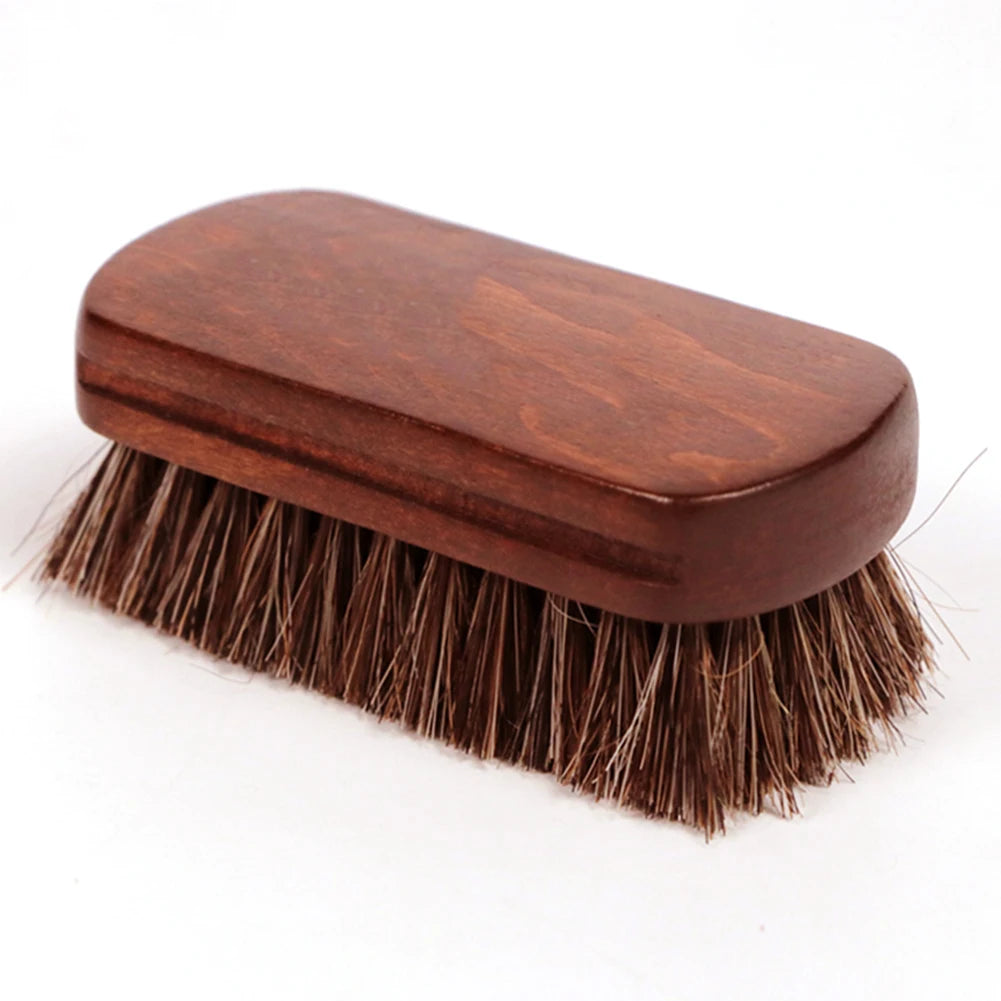 Horsehair Leather Textile Cleaning Brush Shine Polishing Brush Auto Wash for Car Interior Furniture Apparel Bag