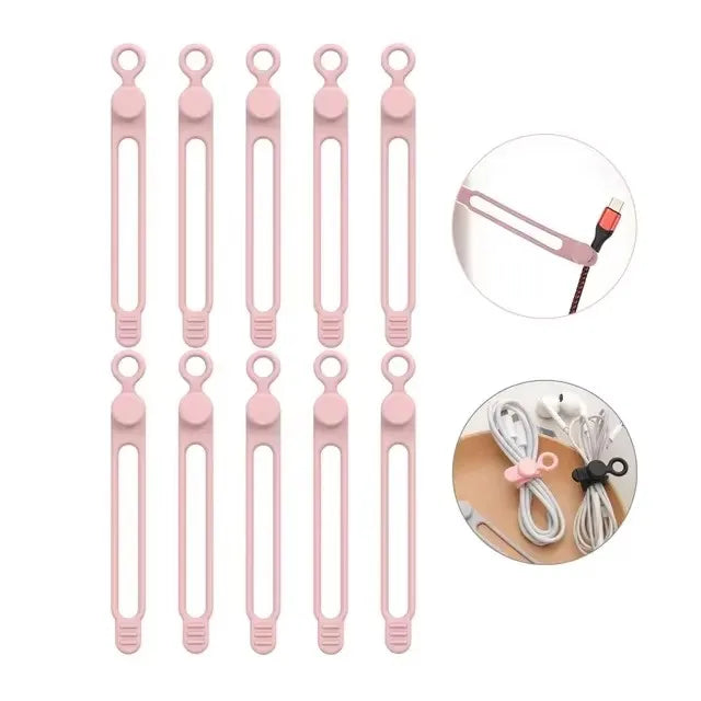 Silicone Cable Ties,Cord Organizer,Cable Straps,Reusable Cord Ties,Travel Cable Organizer ,Cute Elastic Tie, Wire Ties