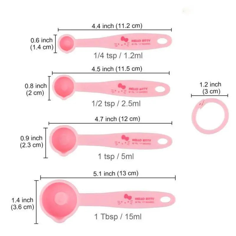 4 Piece Set Anime Hello Kitty & Cinnamoroll Double Scale Measuring Spoons Kitchen Baking Tools Cute Gift Household Accessories