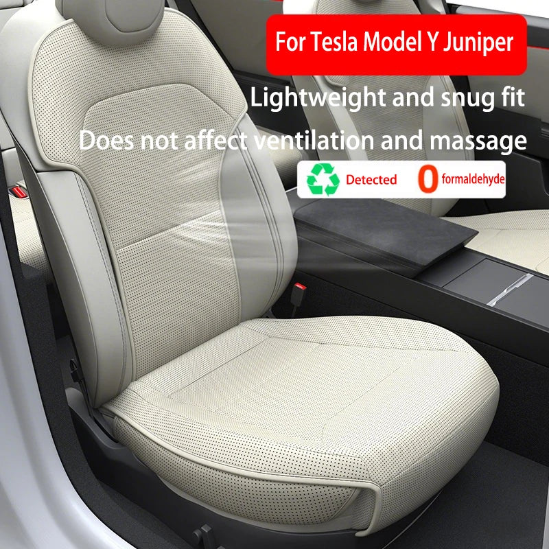 For Tesla ModelY Juniper 2025 PU Seat Cushion Ventilation Comfortable, Four Seasons Universal Split Single Sitting Back row Set
