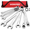 WORKPRO 8pcs Flex-Head Ratcheting Combination Wrench Set SAE 5/16-3/4