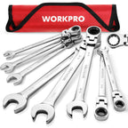 WORKPRO 8pcs Flex-Head Ratcheting Combination Wrench Set SAE 5/16-3/4