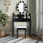 4 Drawers Vanity Table Dressing Table W/10 Dimmable Bulbs &Touch Switch Black
