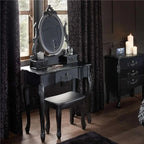 *retro dresser classic black solid wood bedroom princess makeup table American light luxury engraving