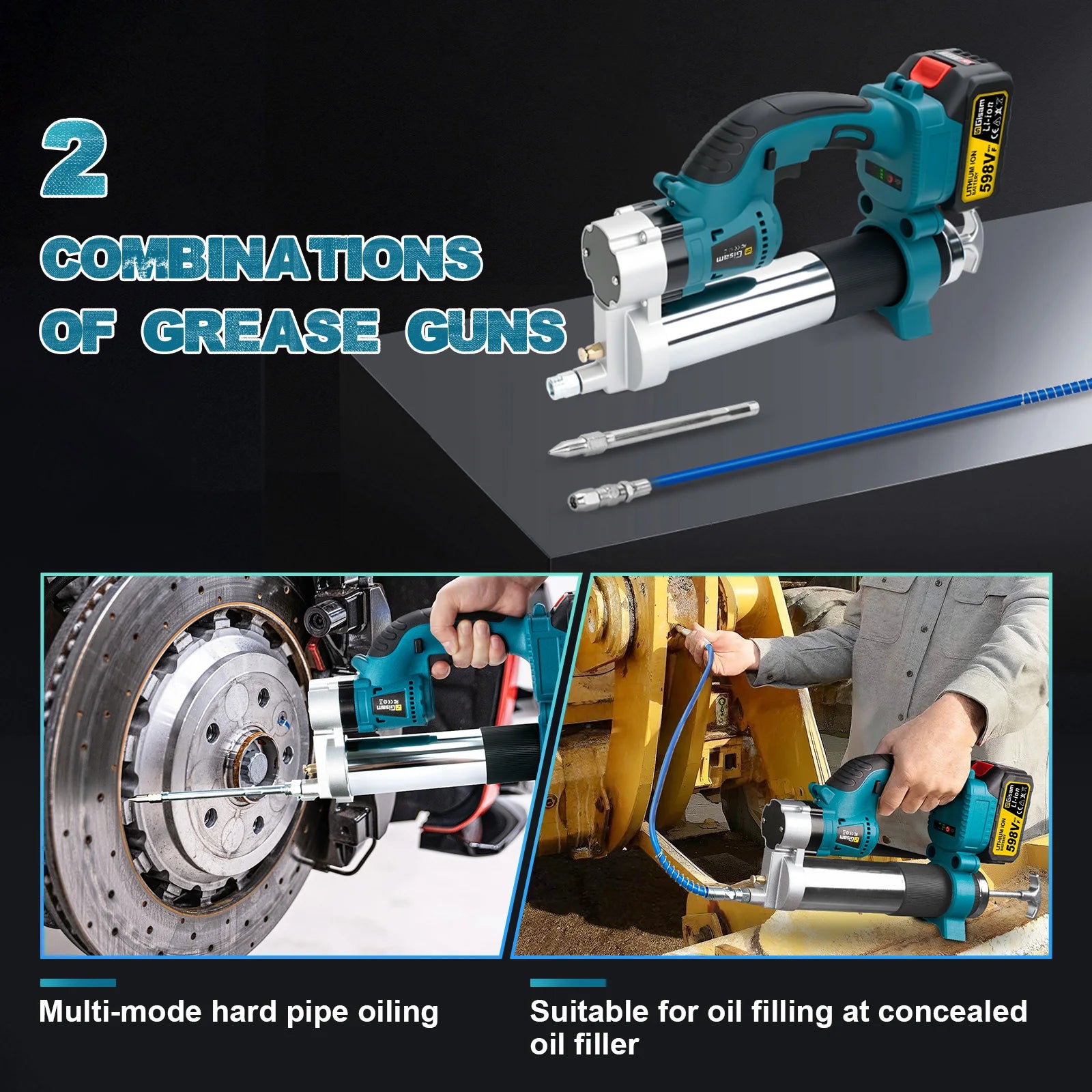 Gisam 69Mpa Brushless Electric Grease Gun 10000PSL High Pressure Car Lubricating Oil Car Maintenance For makita 18v battery pin