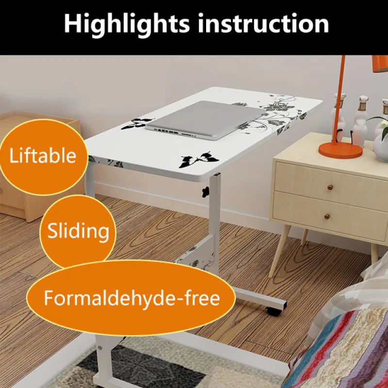 Movable Bedside Computer Desk Adjustable Bed Table with Lift Function Portable Home Desk Laptop Use Bedside Nightstand Bedroom