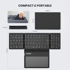 Mini Portable Folding Keyboard with Touchpad Foldable Bluetooth Keyboard Wireless Travel Keyboard for Windows/iOS/Android/PC