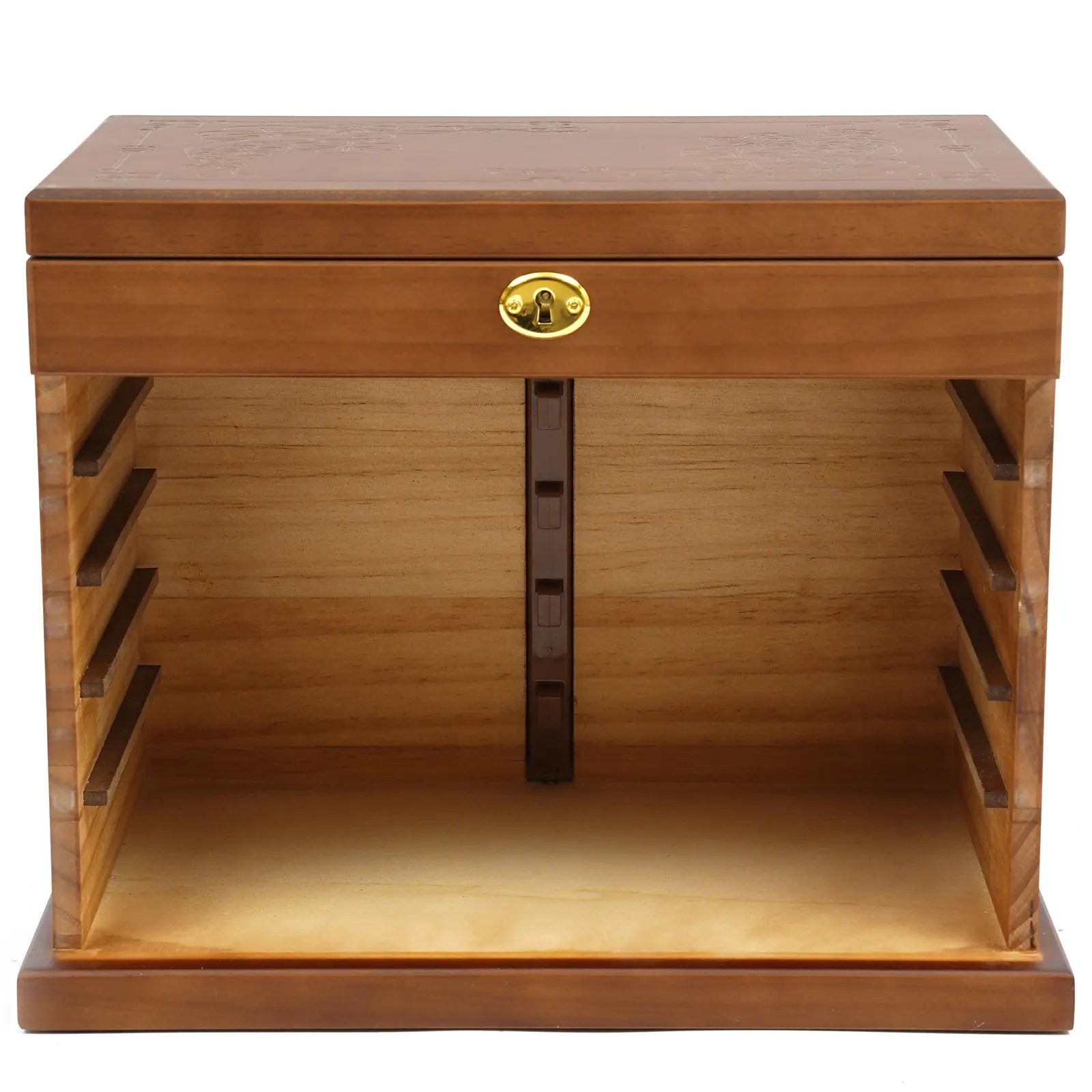 6 Tiers Wooden Jewelry Storage Box - Vintage Jewelry Organizer with Mirror and Lock for Earrings Rings Necklaces Watches