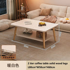 Formwell 80*50cm top 2 tier simple coffee table wood sofa table for Living Room easy assembling solid wood legs