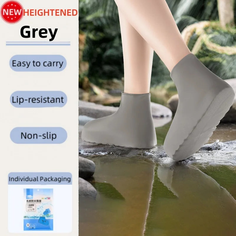 New Thickened Silicone Shoe Covers WaterProof Rubber Rain Boot Covers Reusable Non-slip Rain Shoes Outdoor Rain Gear Accessories