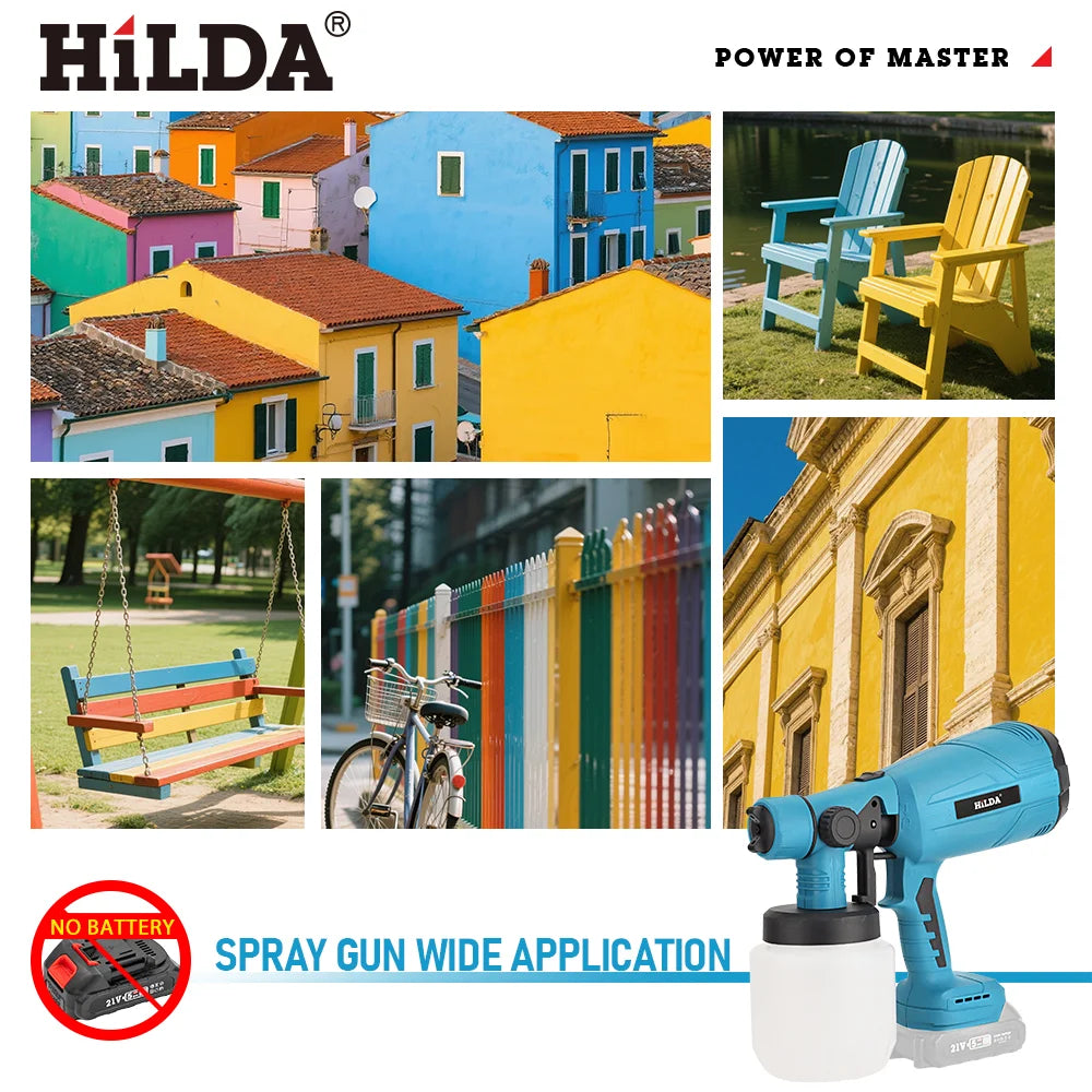 HILDA Electric Spray Gun Compatible Automatical Cordless Paint Sprayer Tool Portable Household Spray Gun For Makita 18V Battery