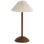 Portable LED Desk Lamp Wood Base Small Table Lamp Fabric Shade Dimmable Touch Lamp Rechargeable for Living Room Dorm Home Office