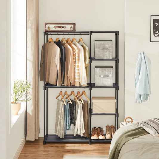 SONGMICS Portable Closet, Freestanding Closet Organizer, Clothes Rack with Shelves, Hanging Rods, Storage Organizer