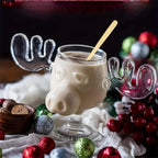 1-3Set 240ML Christmas Elk Glass Cup Cute Reindeer Clear Glass Mug Hot Cold Drink Cup Creative Moose Holiday Drinkware Decor