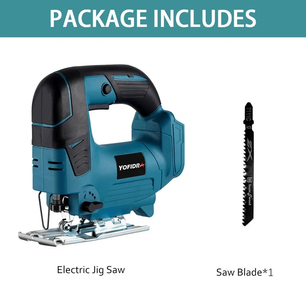 21V Cordless Electric Jig Saw 2900RPM Multi-Function Woodworking Power Tool For Makita 18V Battery Pin with 1 Saw Blade
