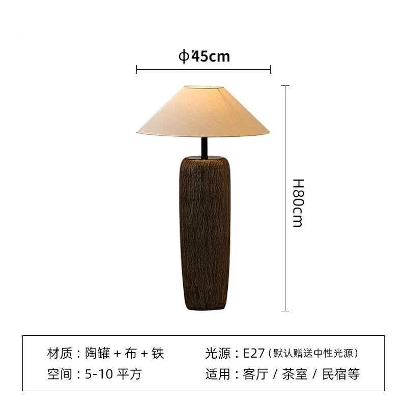 Ceramic Lamp Wabi Sabi Style Vintage Japanese Floor Lamp for Living Room Corner Sofa Lounge Standing Light Decoration Salon