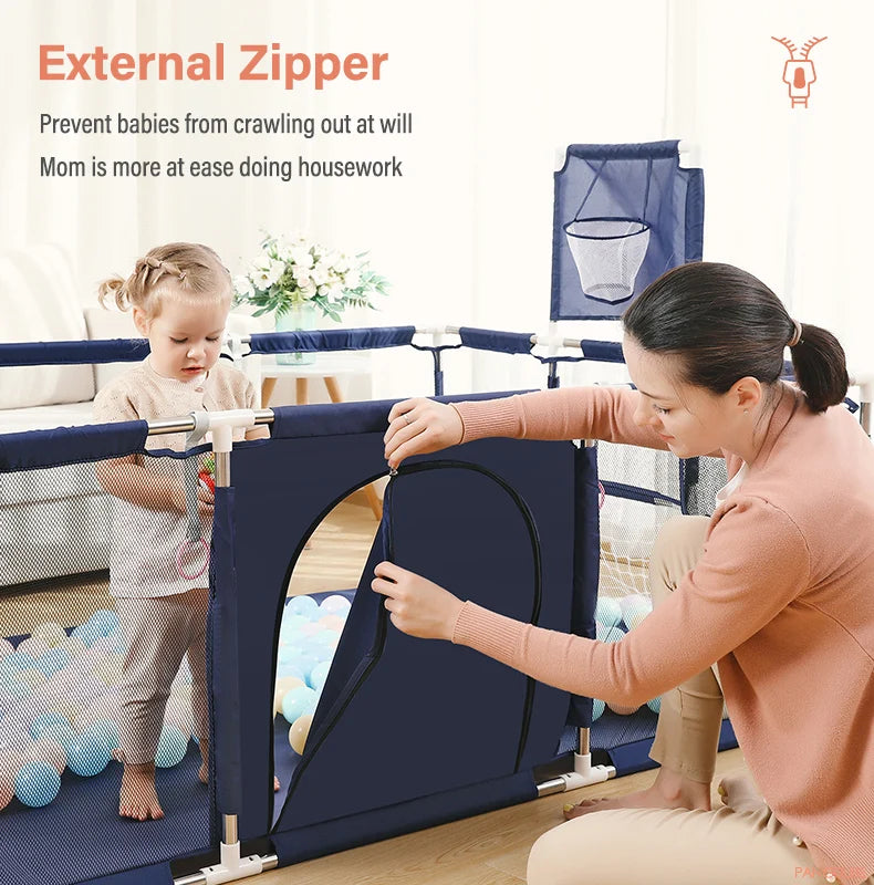 PANGDUBE Baby Playground Playpen for Baby and Toddlers Thicken Steel Pipes & Cloth Baby Fence Play Park Baby Activity Fence