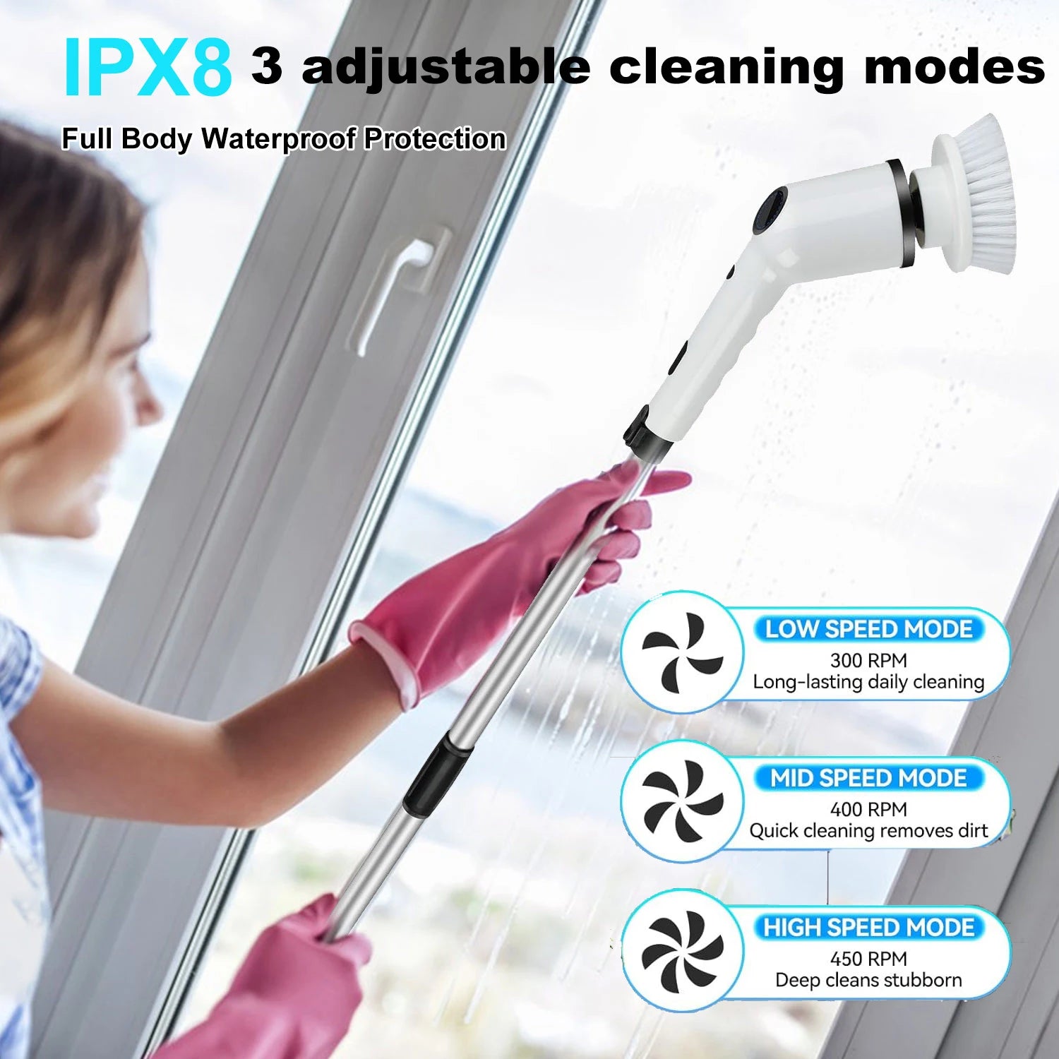 Electric Cleaning Brush 9-in-1 Wireless Handheld Household Kitchen Floor Bathroom Rotary Scrubber with 9 Head Cleaning Scrubber