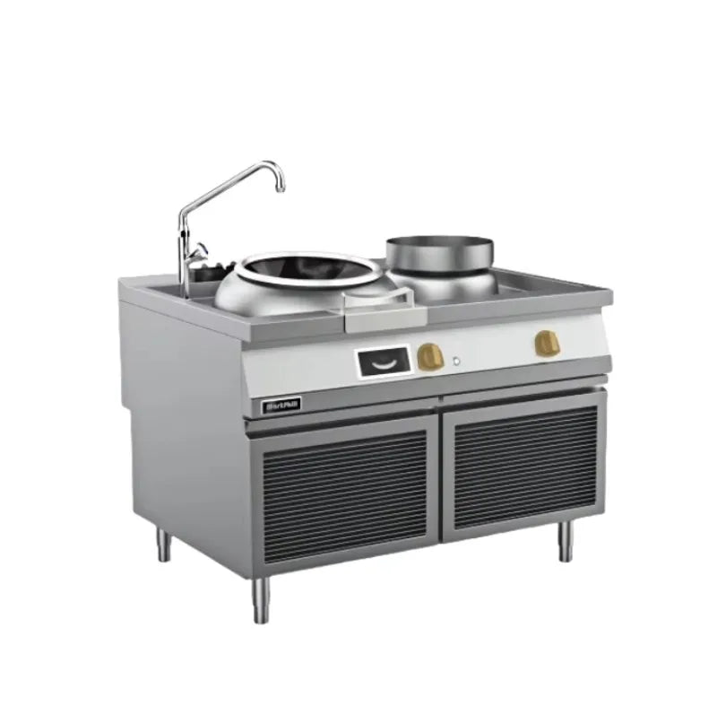 Commercial Kitchen Single Burner Gas Wok Range with One Rear Pot Chinese Cooker Equipment for Restaurant Catering Custom