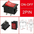 10/30/100Pcs KCD1 Snap-in Boat Rocker Switch Toggle Power SPST ON-OFF 2/3/4 Pin AC 250V 6A 125V 10A 2Pin Position Snap Switch