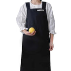 Stain-resistant Cotton Linen Cross-back Kitchen Apron With Pocket Plain Women's Pinafore For Cooking Cleaning Gardening Baking